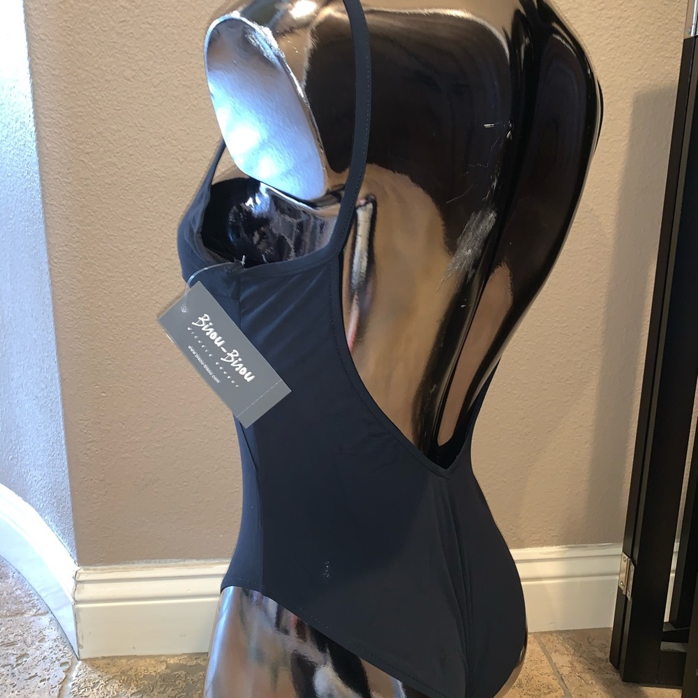 NWT 90s VINTAGE BLACK BISOU BISOU ONE PIECE BIKINI
